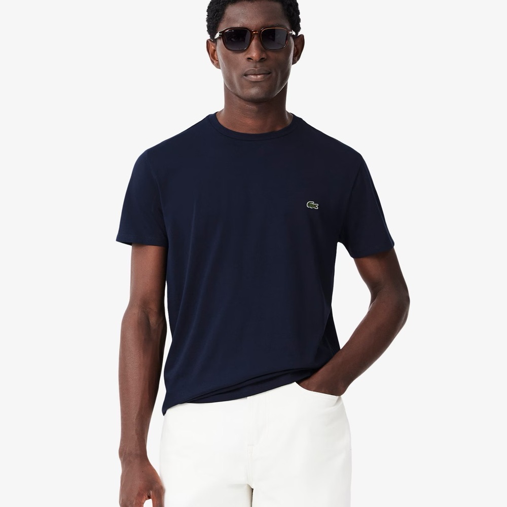Lacoste Blue Short Sleeve Tee with Embroidered Detail